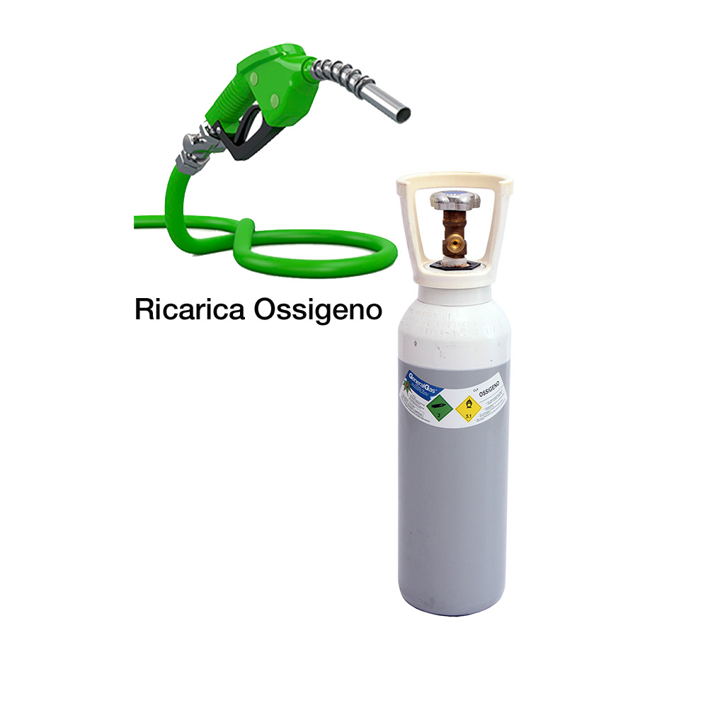 Ricarica OSSIGENO Bombola 5 Lt. / 1 Mc. (solo gas)